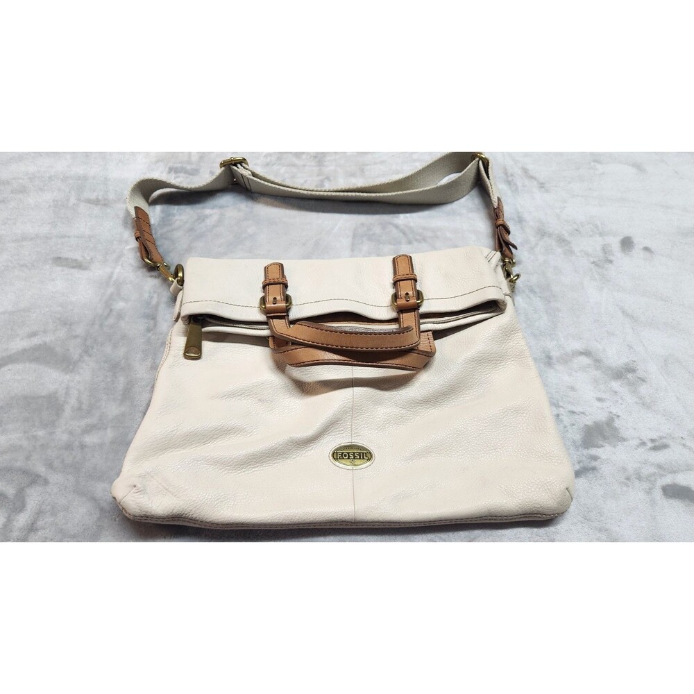FOSSIL Satchel‎ Croosbody/Handbag White Brown Leather